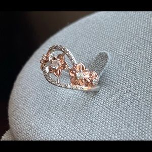 Rose Gold/Silver Flower Fashion Ring ~Size 10